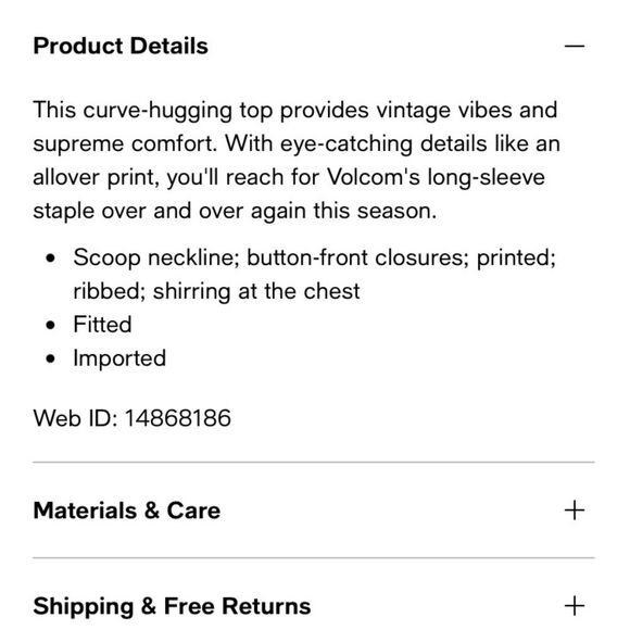 Volcom Sunscaper Long Sleeve Printed Top Sz S (4-6) NWT - Picture 8 of 9